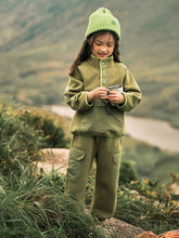 Mini Bala Boys' And Girls' Long Sleeve Suit Baby Loose Fashion Workwear Style Corduroy Patchwork Clothes